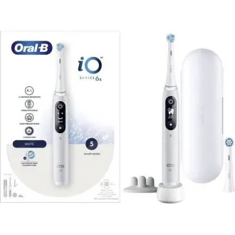 Oral-B iO Series 6s elektrische Zahnbürste, Timer, Drucksensor, 5 Programme, Oral-B App, weiß