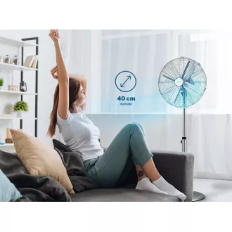 Orava SF-200 X Metall-Standventilator, 3 Geschwindigkeitsstufen, automatische Rotation, silber