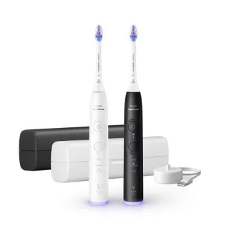 Philips Sonicare 6500 Gentle clean elektrisches Zahnbürsten-Set, 2 Stück, schwarz und weiß Philips Sonicare 6500 Gentle clean elektrisches Zahnbürsten-Set, 2 Stück, schwarz und weiß