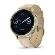 Garmin Venu 4 (41 mm) Gold/Weißes Silikonarmband und helles Sandlederarmband, EU