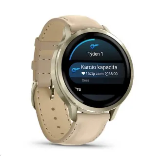 Garmin Venu 4 (41 mm) Gold/Weißes Silikonarmband und helles Sandlederarmband, EU Garmin Venu 4 (41 mm) Gold/Weißes Silikonarmband und helles Sandlederarmband, EU