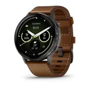 Garmin Venu 4 (45 mm) Schiefer / Schwarzes Silikonband und braunes Lederband, EU