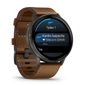 Garmin Venu 4 (45 mm) Schiefer / Schwarzes Silikonband und braunes Lederband, EU Garmin Venu 4 (45 mm) Schiefer / Schwarzes Silikonband und braunes Lederband, EU