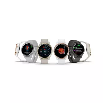 Garmin GPS-Sportuhr Venu® 2S Roségold / Weißes Lederarmband