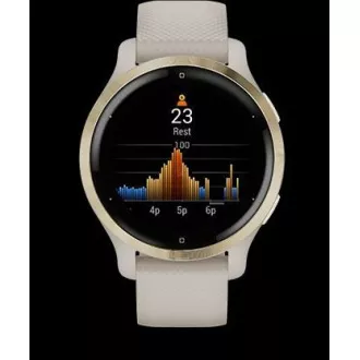 Garmin GPS-Sportuhr Venu® 2S Roségold / Weißes Lederarmband