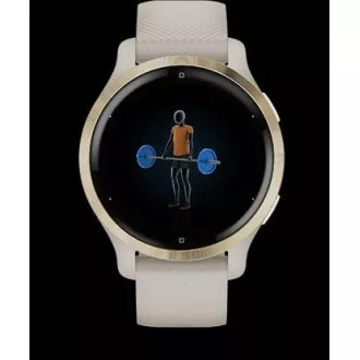 Garmin GPS-Sportuhr Venu® 2S Roségold / Weißes Lederarmband