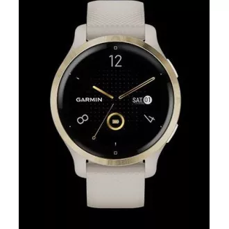 Garmin GPS-Sportuhr Venu® 2S Roségold / Weißes Lederarmband