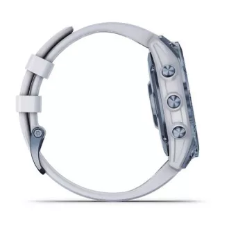 Garmin fenix 7 Sapphire Solar, Titan Blau/ Weiß Silikonband
