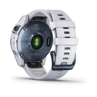 Garmin fenix 7 Sapphire Solar, Titan Blau/ Weiß Silikonband