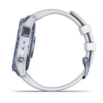 Garmin fenix 7 Sapphire Solar, Titan Blau/ Weiß Silikonband
