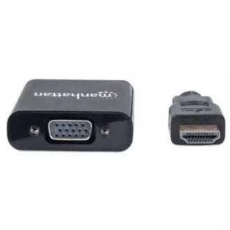 MANHATTAN HDMI zu VGA Konverter (HDMI Stecker zu VGA Buchse, schwarz, Polybag)