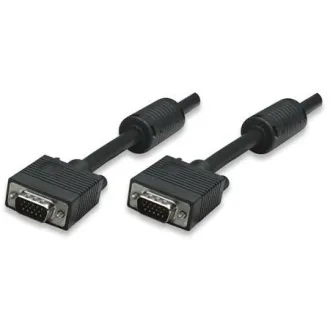 MANHATTAN SVGA zu Monitor Kabel mit Ferritkernen, HD15 Stecker / HD15 Stecker, 1.8m, Schwarz