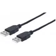 MANHATTAN USB 2.0 Kabel, Typ-A Stecker auf Typ-A Stecker, 1m, Schwarz