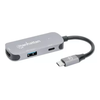 MANHATTAN Dockingstation USB-C 3in1, 1xHDMI, 1xUSB-C, 1xUSB, grau MANHATTAN Dockingstation USB-C 3in1, 1xHDMI, 1xUSB-C, 1xUSB, grau