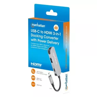 MANHATTAN Dockingstation USB-C 3in1, 1xHDMI, 1xUSB-C, 1xUSB, grau MANHATTAN Dockingstation USB-C 3in1, 1xHDMI, 1xUSB-C, 1xUSB, grau