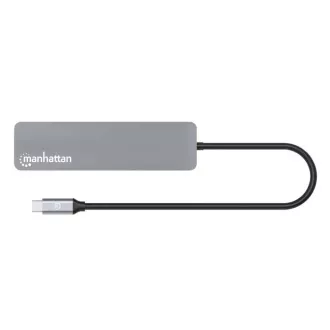 MANHATTAN USB-C 7in1 Dockingstation, 1xHDMI, 2xUSB-C, 2xUSB, SD-Kartenleser, grau