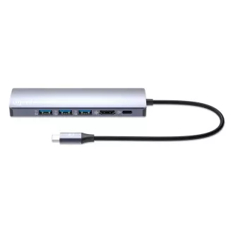 MANHATTAN Dockingstation USB-C 6in1, 1xHDMI, 1xUSB-C, 3xUSB, 1xRJ45, grau MANHATTAN Dockingstation USB-C 6in1, 1xHDMI, 1xUSB-C, 3xUSB, 1xRJ45, grau