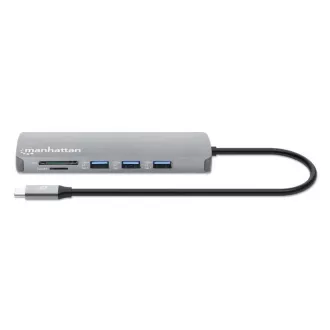 MANHATTAN Dockingstation USB-C 9v1, 1xHDMI, 2xUSB-C, 3xUSB, 1xRJ45, SD-Kartenleser, grau MANHATTAN Dockingstation USB-C 9v1, 1xHDMI, 2xUSB-C, 3xUSB, 1xRJ45, SD-Kartenleser, grau