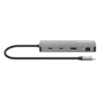 MANHATTAN Dockingstation USB-C 9v1, 1xHDMI, 2xUSB-C, 3xUSB, 1xRJ45, SD-Kartenleser, grau MANHATTAN Dockingstation USB-C 9v1, 1xHDMI, 2xUSB-C, 3xUSB, 1xRJ45, SD-Kartenleser, grau
