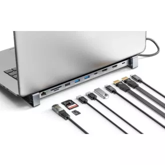 MANHATTAN Dockingstation USB-C 10v1, 2xHDMI, 2xUSB-C, 3xUSB, 1xRJ45, SD-Kartenleser, grau