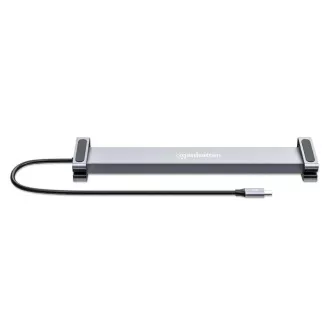 MANHATTAN Dockingstation USB-C 10v1, 2xHDMI, 2xUSB-C, 3xUSB, 1xRJ45, SD-Kartenleser, grau