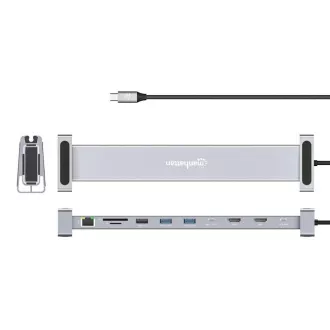MANHATTAN Dockingstation USB-C 10v1, 2xHDMI, 2xUSB-C, 3xUSB, 1xRJ45, SD-Kartenleser, grau