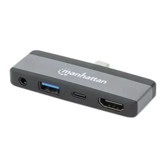 MANHATTAN Dockingstation USB-C 4in1, 1xHDMI, 1xUSB-C, 1xUSB, 1x3,5mm, grau MANHATTAN Dockingstation USB-C 4in1, 1xHDMI, 1xUSB-C, 1xUSB, 1x3,5mm, grau
