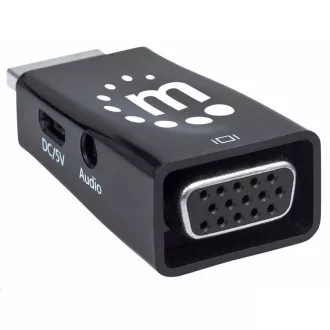 Manhattan HDMI zu VGA Adapter, Micro Konverter, HDMI Stecker zu VGA Buchse, Audio, Schwarz Manhattan HDMI zu VGA Adapter, Micro Konverter, HDMI Stecker zu VGA Buchse, Audio, Schwarz