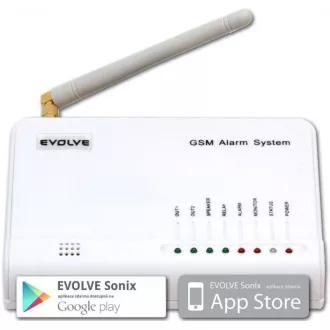 EVOLVEO Sonix - drahtloser GSM-Alarm (4 Fernbedienungen, PIR-Bewegungssensor, Tür- / Fenstersensor, externer Lautsprecher, Android / iPhone