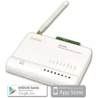 EVOLVEO Sonix - drahtloser GSM-Alarm (4 Fernbedienungen, PIR-Bewegungssensor, Tür- / Fenstersensor, externer Lautsprecher, Android / iPhone