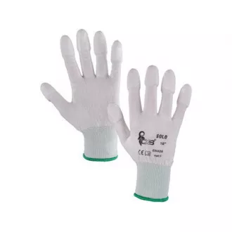 Handschuhe SOLO, Polyurethan getaucht, weiß, Größe 08