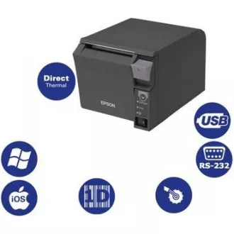 EPSON TM-T70II Kassendrucker, USB + Seriell, schwarz, Cutter, mit Netzteil EPSON TM-T70II Kassendrucker, USB + Seriell, schwarz, Cutter, mit Netzteil