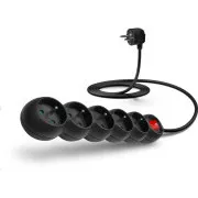 CONNECT IT Verlängerungskabel 230 V, 5 Steckdosen, 2 m, mit Schalter (schwarz)