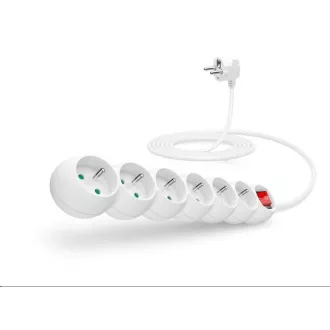 CONNECT IT Verlängerungskabel 230 V, 6 Steckdosen, 3 m, mit Schalter (weiß)