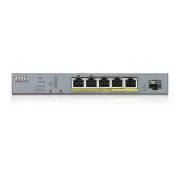 Zyxel GS1350-6HP 6 Port intelligenter verwalteter CCTV PoE-Switch, große Reichweite, 60 W, 5x GbE, 1x SFP