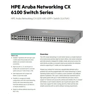HPE Aruba Networking CX6100 48G 4SFP Switch RENEW JL676A HPE Aruba Networking CX6100 48G 4SFP Switch RENEW JL676A