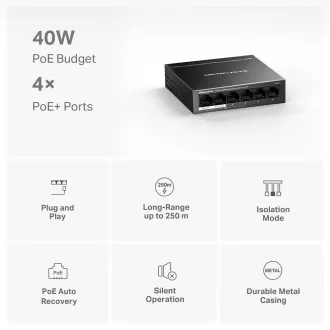 MERCUSYS Schalter MS106LP (6x100Mbps, 4xPoE , 40W, lüfterlos)