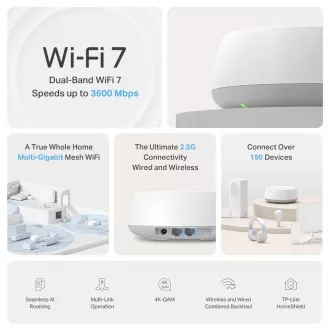 TP-Link Deco BE25(3er-Pack) WiFi7 Mesh (BE3600, 2, 4GHz/5GHz, 2x2, 5GbELAN/WAN)