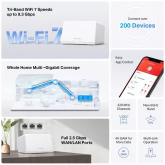 MERCUSYS Halo H47BE(2er-Pack) WiFi7 Mesh (BE9300, 2, 4GHz/5GHz/6GHz, 3x2, 5GbELAN/WAN) MERCUSYS Halo H47BE(2er-Pack) WiFi7 Mesh (BE9300, 2, 4GHz/5GHz/6GHz, 3x2, 5GbELAN/WAN)