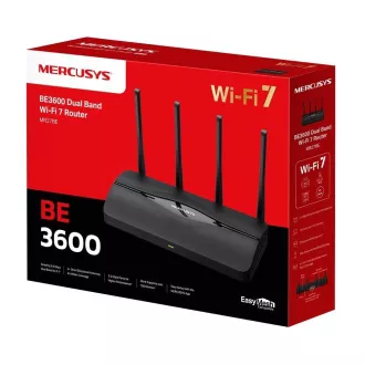MERCUSYS MR27BE EasyMesh WiFi7 Router (BE3600, 2, 4GHz/5GHz, 1x2, 5GbEWAN, 1x2, 5GbELAN, 2xGbE)