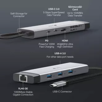 TP-Link UH9120C USB-C Hub 9v1 (3xUSB3.2Gen1, 1xUSB-C3.2Gen1, 1xGbE, 1xHDMI, 1xSD, 1xmicroSD, PD 100W) TP-Link UH9120C USB-C Hub 9v1 (3xUSB3.2Gen1, 1xUSB-C3.2Gen1, 1xGbE, 1xHDMI, 1xSD, 1xmicroSD, PD 100W)