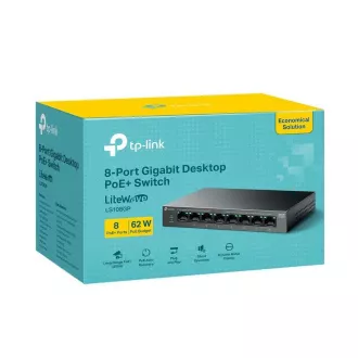 TP-Link LiteWave-Switch LS108GP (8xGbE, 8xPoE , 62W, lüfterlos) TP-Link LiteWave-Switch LS108GP (8xGbE, 8xPoE , 62W, lüfterlos)