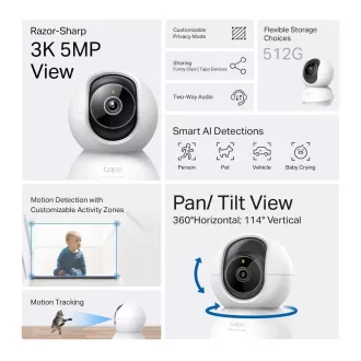 TP-Link Tapo C230 Heimkamera für den Innenbereich (5MP, 3K QHD 1620p, IR 12m, WiFi, micro SD Karte)
