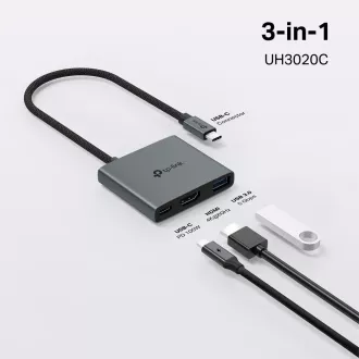 TP-Link UH3020C USB-C Hub 3in1 (1xUSB3.2Gen1, 1xUSB-C3.2Gen1, 1xHDMI, PD 100W) TP-Link UH3020C USB-C Hub 3in1 (1xUSB3.2Gen1, 1xUSB-C3.2Gen1, 1xHDMI, PD 100W)
