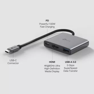 TP-Link UH3020C USB-C Hub 3in1 (1xUSB3.2Gen1, 1xUSB-C3.2Gen1, 1xHDMI, PD 100W) TP-Link UH3020C USB-C Hub 3in1 (1xUSB3.2Gen1, 1xUSB-C3.2Gen1, 1xHDMI, PD 100W)