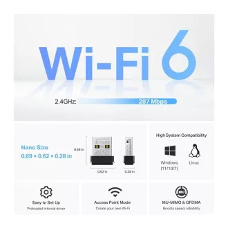 TP-Link Archer TX1U Nano WiFi6 USB Adapter (AX300, 2, 4GHz/5GHz, USB2.0)