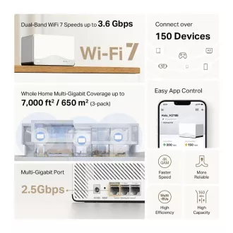 MERCUSYS Halo H27BE(3er-Pack) WiFi7 Mesh (BE3600, 2, 4GHz/5GHz, 1x2, 5GbELAN/WAN, 2xGbELAN/WAN) MERCUSYS Halo H27BE(3er-Pack) WiFi7 Mesh (BE3600, 2, 4GHz/5GHz, 1x2, 5GbELAN/WAN, 2xGbELAN/WAN)