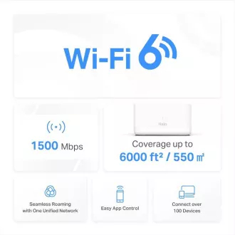 MERCUSYS Halo H60X(1-Pack) WiFi6 Mesh (AX1500, 2, 4GHz/5GHz, 3xGbELAN/WAN(1xXR Einheit)