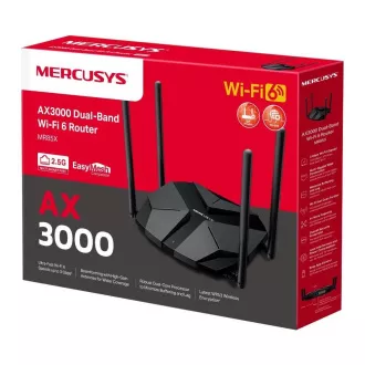 MERCUSYS MR85X WiFi6-Router (AX3000, 2, 4GHz/5GHz, 3xGbELAN, 1x2, 5GbEWAN)