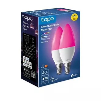 TP-Link Tapo L430C(2er-Pack) intelligente WiFi dimmbare LED-Lampe (Farbe, 2500K-6500K, 470lm, 2, 4GHz, E14) TP-Link Tapo L430C(2er-Pack) intelligente WiFi dimmbare LED-Lampe (Farbe, 2500K-6500K, 470lm, 2, 4GHz, E14)